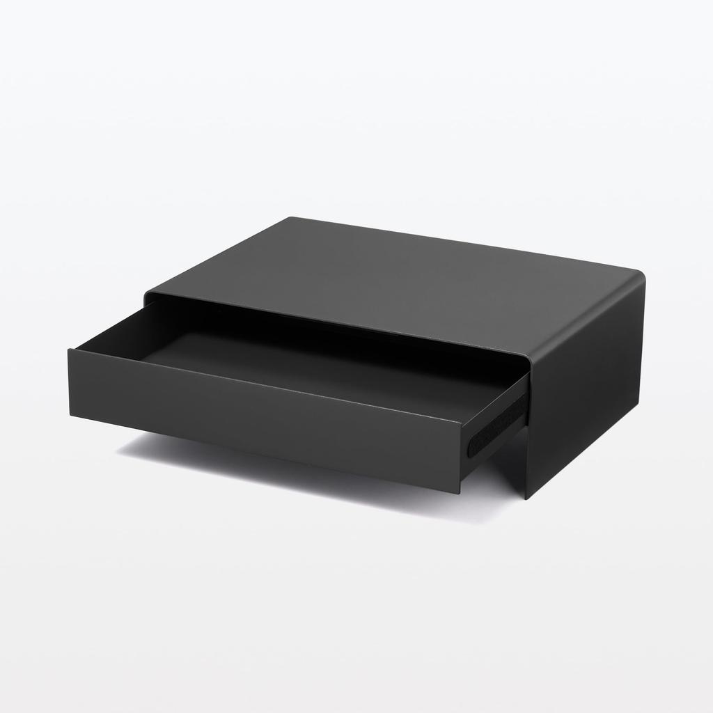 MUJI Steel Monitor Stand with Dark 320mm W X 230mm D X 110mm 83767143 Drawer, Gray, Approx. H,