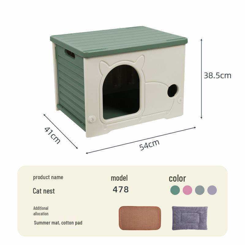 All-Season Outdoor & Indoor Rainproof Cat House: Semi-Enclosed Plastic Villa for Stray Cats & Dogs