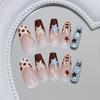 French Style False Nails With Star Decoration 24 Pieces Set For Party And Wedding