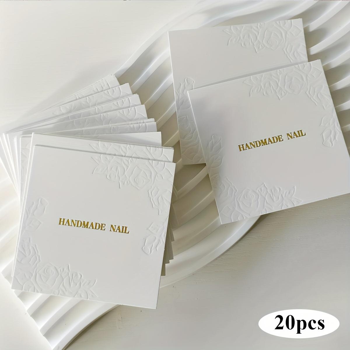 20‑50pcs 2.95 Luxury White Rose Press‑on Nail Display Cards, Manicure Packaging Boards 20pcs