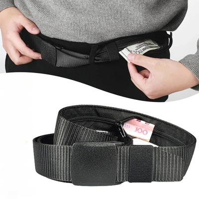Reise Bargeld Diebstahlsicherer Gürtel, Outdoor Sicherheits Versteckender Geld Hosen Gürtel mit Reißverschluss für Männer, Nylon Geheime Tasche Hüftgurt