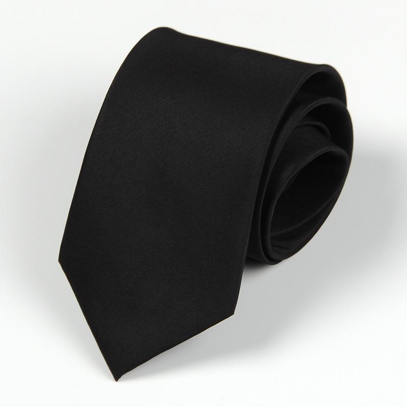 Men's Business Formal Handmade Solid Black 8cm Tie, Professional Attire, Red Wedding Tie