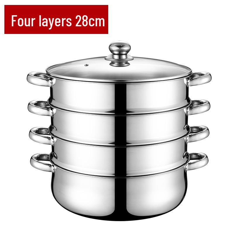 

Многофункциональная пароварка из нержавеющей стали: Двух-пятислойная конструкция для рыбы, супа и многого другого 38cm Online