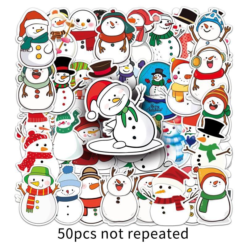 50 Snowman Graffiti Cartoon Christmas Fresh Children DIY Mobile Phone Luggage Stickers Waterproof