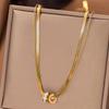 Trendy rustfritt stål dobbeltlags halskjede for kvinner mote krystallperle anheng halskjeder kragebenskjede fest zirkon