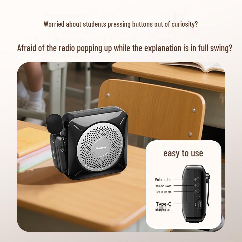 Newsmy Portable Wireless Voice Amplifier with Clip-on Mic