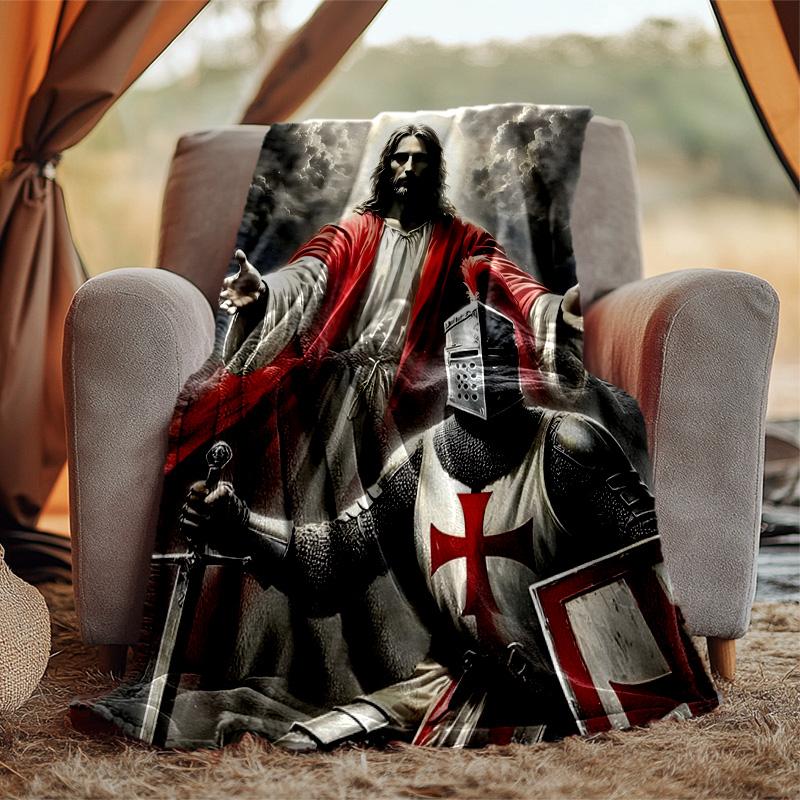 Kreuzritter Ritter Flanell Decke Weich Warm Ganzjahres Überwurf, Design für Camping, Autoreise, Wandern Sofa, Bett, Büro Perfektes Geschenk für Partys