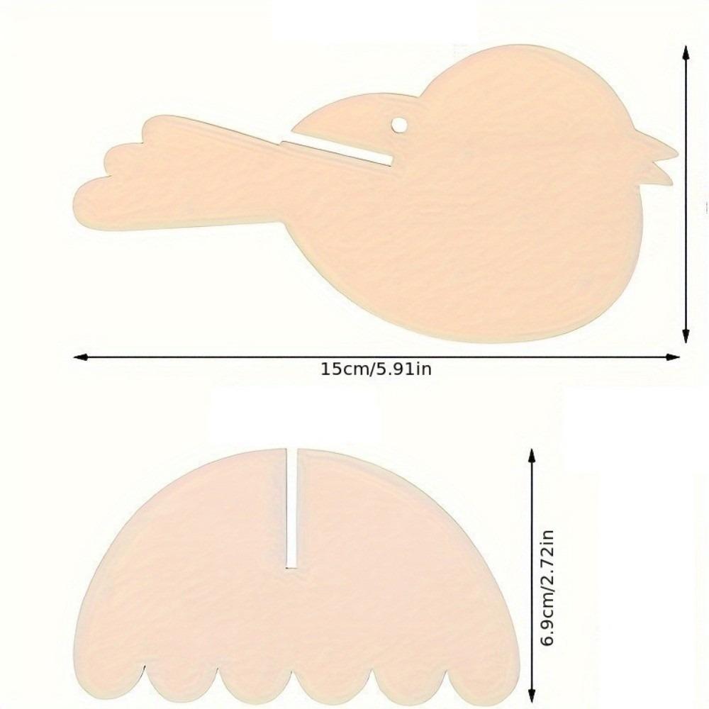 DIY Unfinished Wooden Bird Hanging Colorful Painted Design Bird Model Blank with Rope Wooden Ornaments Handmade Crafts
