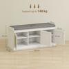 Shoe Storage Bench with Woven Rattan Doors, Seat - White