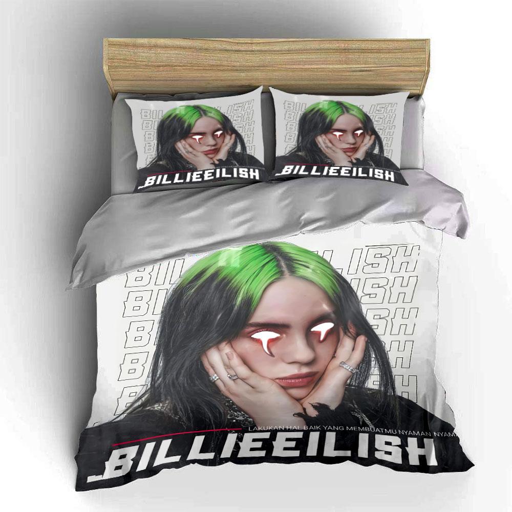 Billie Eilish Artistic Portrait Bedding Duvet Cover Set Duvet Cover Pillowcases (1*Duvet Cover 2*Pillowcases, Without Duvet Insert)