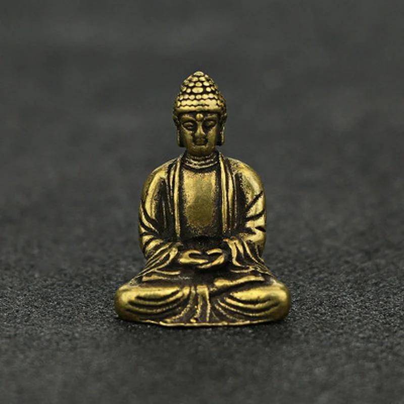 Mini Retro mosadzná soška Budhu Vrecko Sediaci Budha Socha Domov Kancelária Stôl Dekoratívna ozdoba