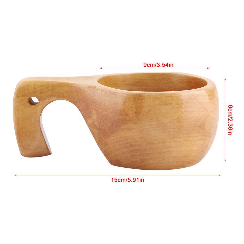 Hölzerne Kaffeetasse Tragbare Outdoor Holz Trinktasse mit Henkel für Bar Restaurant Café Hotel Heim- und Reisegebrauch