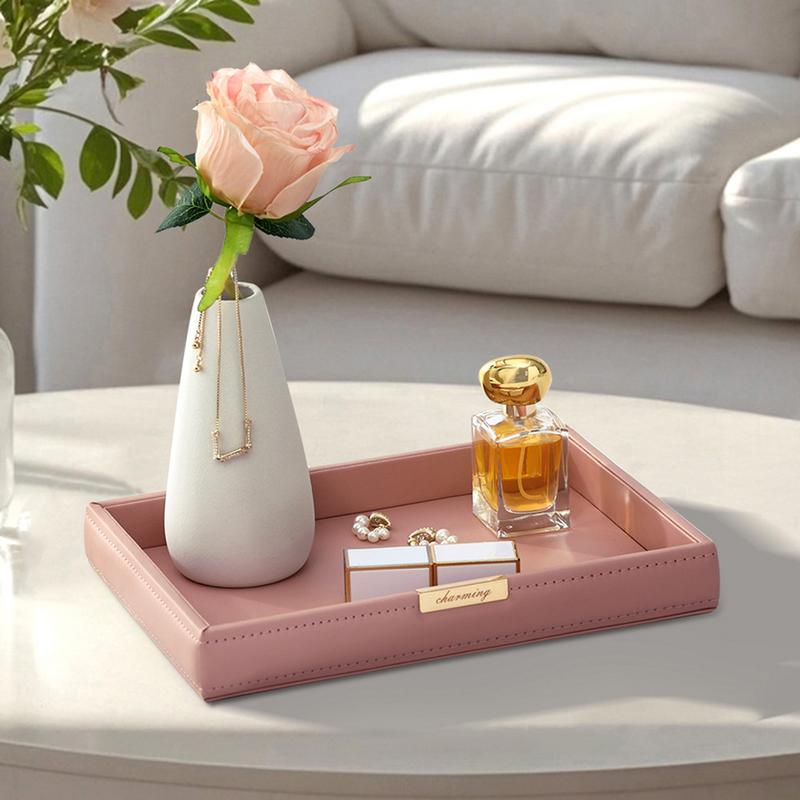 Leather Tray Desk Tray Multifunctional Bedside Organizers Table Jewelry Watch Holder for Changes Key Phone Glasses Home Decor