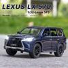 1/32 LEXUS LX570 SUV Alloy Off Road Diecast Metal Model Sound & Light Pull Back Toy Trendy Display Ornament Gift for Boy Collect