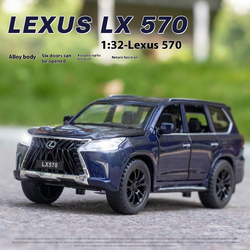 1/32 LEXUS LX570 SUV Alloy Off Road Diecast Metal Model Sound & Light Pull Back Toy Trendy Display Ornament Gift for Boy Collect