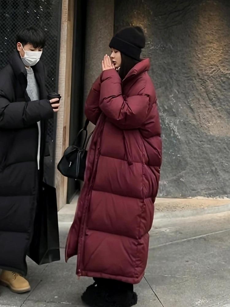Übergroßen Langen Mantel Frauen Winter Unten Baumwolle Jacke Weiblichen Koreanischen Mode Gepolsterten Mantel Damen Casual Dicke Warme Zipper Mäntel