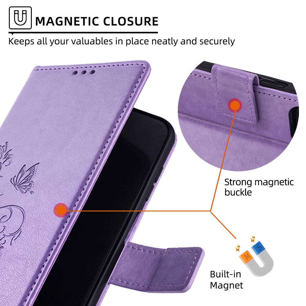 For Honor Magic6 Pro 5G Wallet Case Butterfly Flower Pattern PU Leather Stand Phone Cover