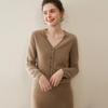 Women's 100% Cashmere V-Neck Cardigan – Autumn Fashion Knit Sweater Coat