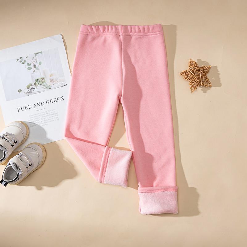 Winter Girls' Long Trousers Thickened Fleece-lined Tight-fitting Elastic and Slim-fitting Candy-colored Keep Your Princess Cozy