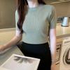 Spring and Autumn New Pullover Sweater Women's Autumn and Winter Slim-fit Top Short Sleeve Knitted Sweater Women's Bottom Shirt