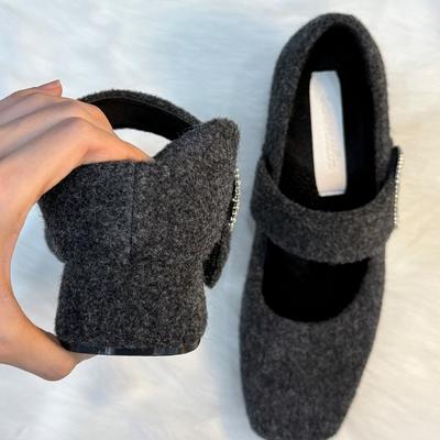 Woolen Version~ Inner Height Increase, Small Man, Fluffy Mary Jane Shoes, Women's Thick Heel, Plush, Light Mouth Commuter Shoes