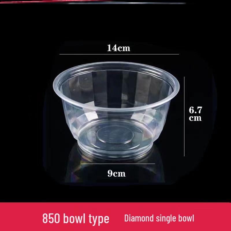 Transparent Thickened Disposable Plastic Bowl - Round, No Lid, Heat-Resistant for Home and Commercial Use