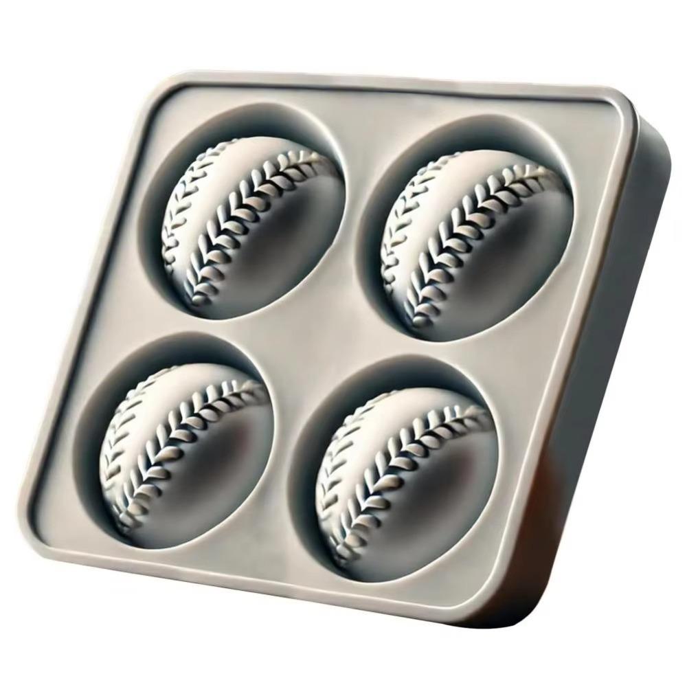 Silicone Ice Hockey Mold Easy Release Ice Cube Mold Baseball Ice Mold Tray  Kitchen Supplies 4-Grid