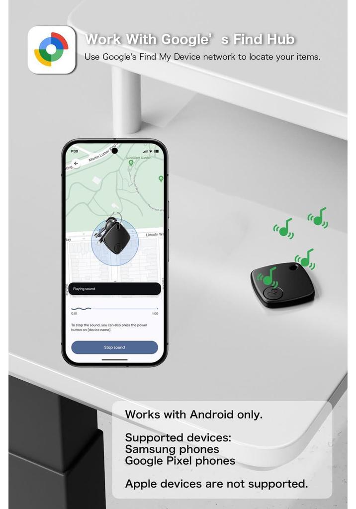 Google Find Hub Anti-Lost Tracker - Global Positioning (4-Pack) for Android