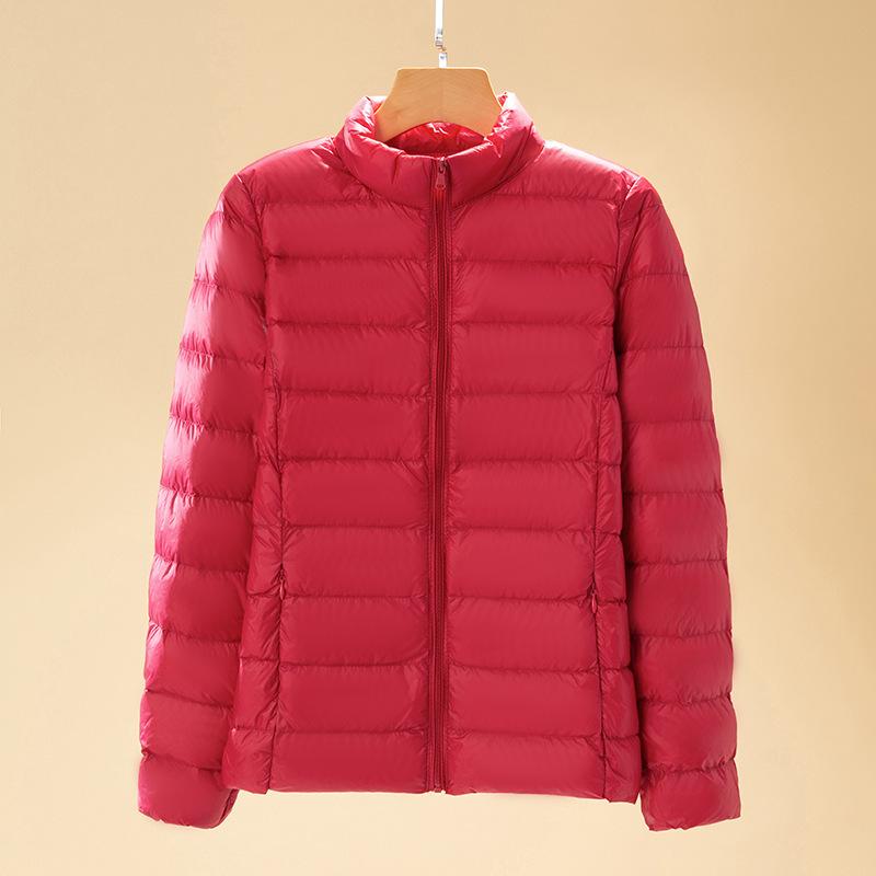 New light and thin stand-up collar down jacket women's short light and large size slim white duck down autumn and winter jacket