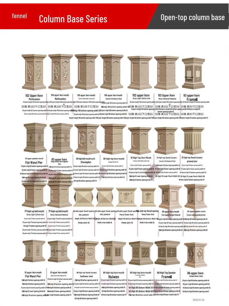 European Villa Courtyard Roman Column Base for Exterior Wall Decoration