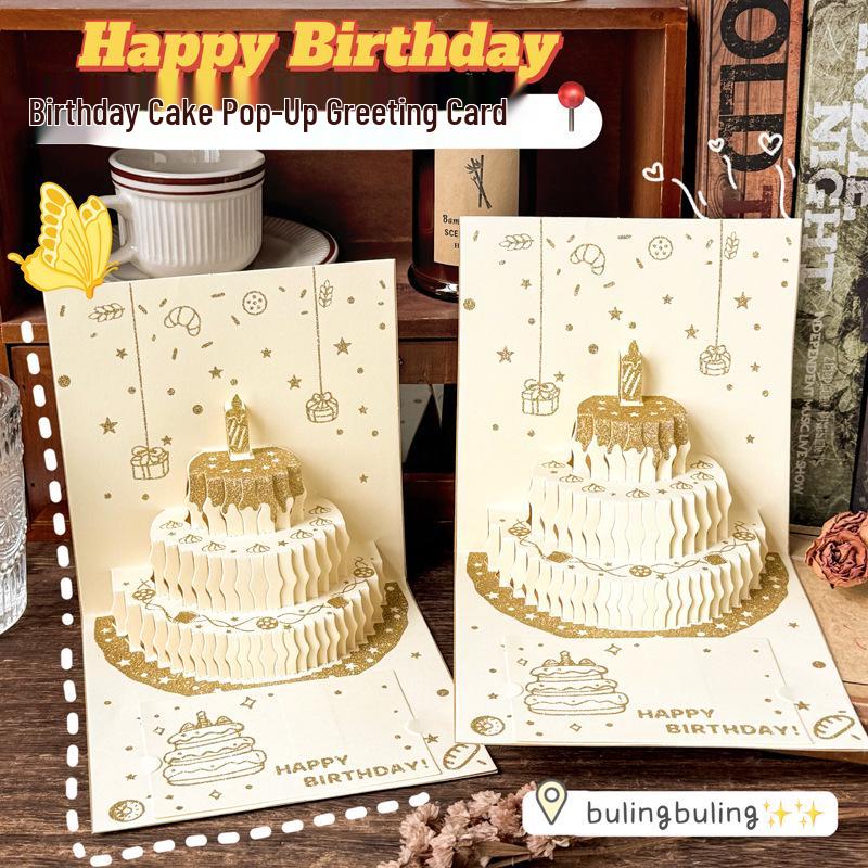 3D DIY Cartoon Music Light Birthday Cake Card