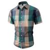 Men's Trendy 3D Print Plaid Slim Fit Short Sleeve Casual Shirt