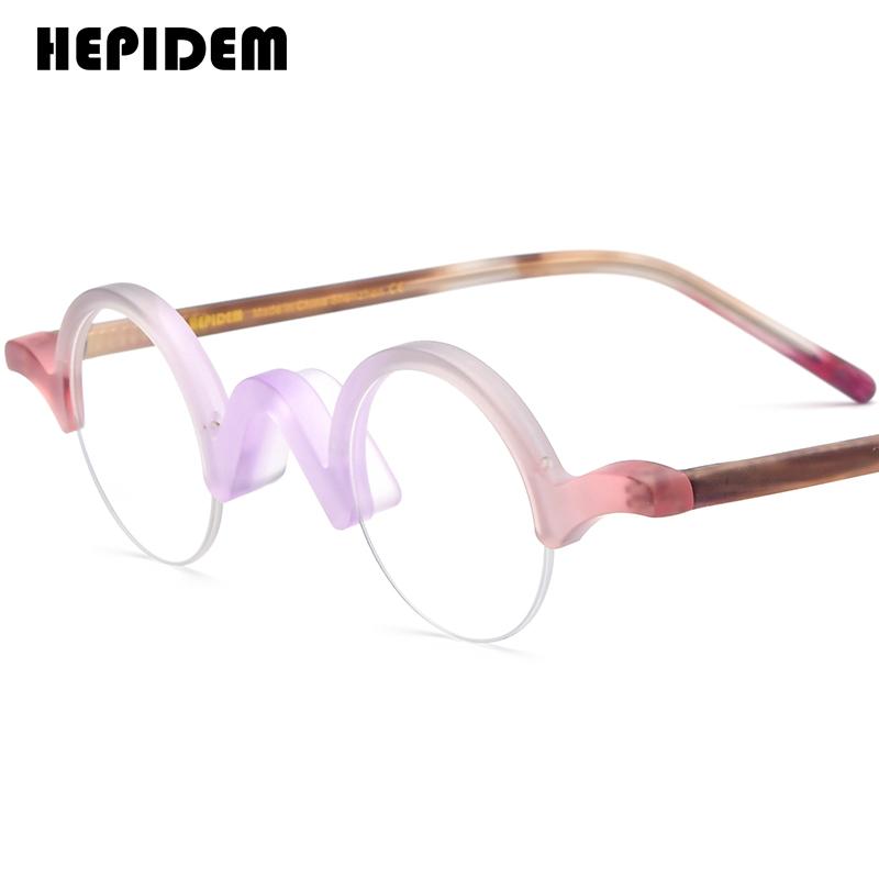 FONEX HEPIDEM Acetate Eyeglasses Frame Men New Round Brand Design Glasses Women Retro Vintage Eyewear Japanese Spectacles 9356