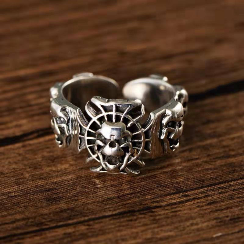 European and American Style Ghost King Skull Ring for Men and Women Trendy Open Fashion Ring