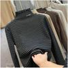Girls Autumn Winter Striped Half Turtleneck Base Layer Shirt Long Sleeve Warm Thermal Top Korean Inner Wear