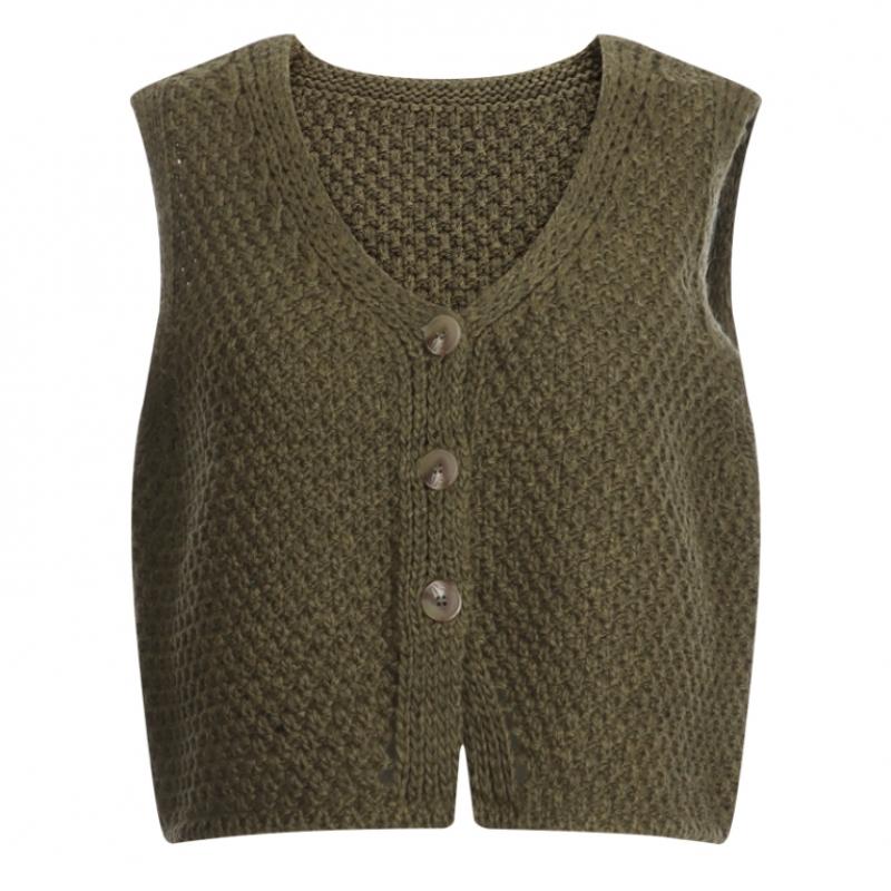 Shop Women S 6 Color Cropped Button Stretch Knit veSt Red Bom wvS 20784