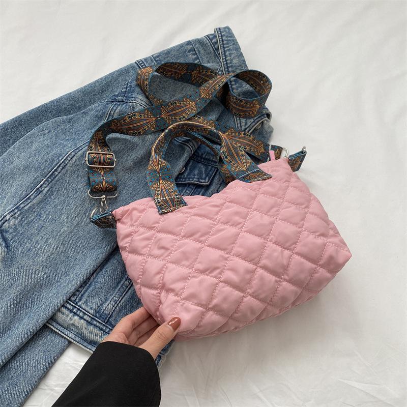 Женская широкая сумка через плечо осенне-зимняя сумка через плечо большая вместимость универсальная сумка для покупок One Size розовый 1245₽