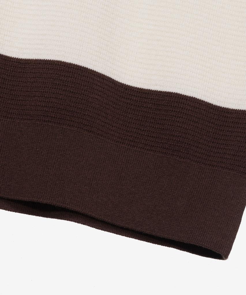 MINDBRIDGE [Couture] Washable Block Stripe Semi-Overfit Collared Short Sleeve Knit