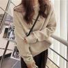 Suéter de Invierno para Mujer Oversize Cuello Redondo Engrosado Suelto Suave Casual Color Sólido Manga Larga Punto Jerséis
