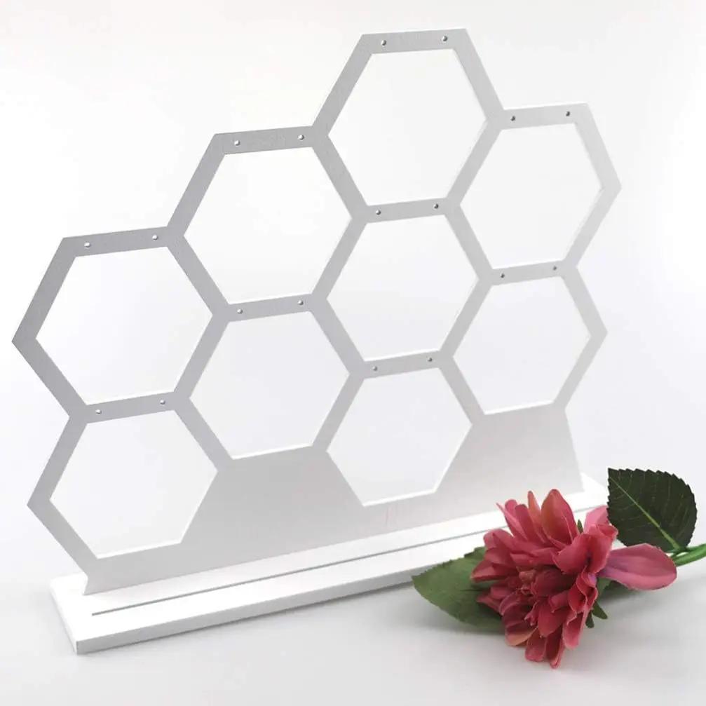 Top Quality Storage Silicone Mold Hollow Hexagonal Earring And Pendant Display Hanging Stand With Bottom Base Silicone Mold