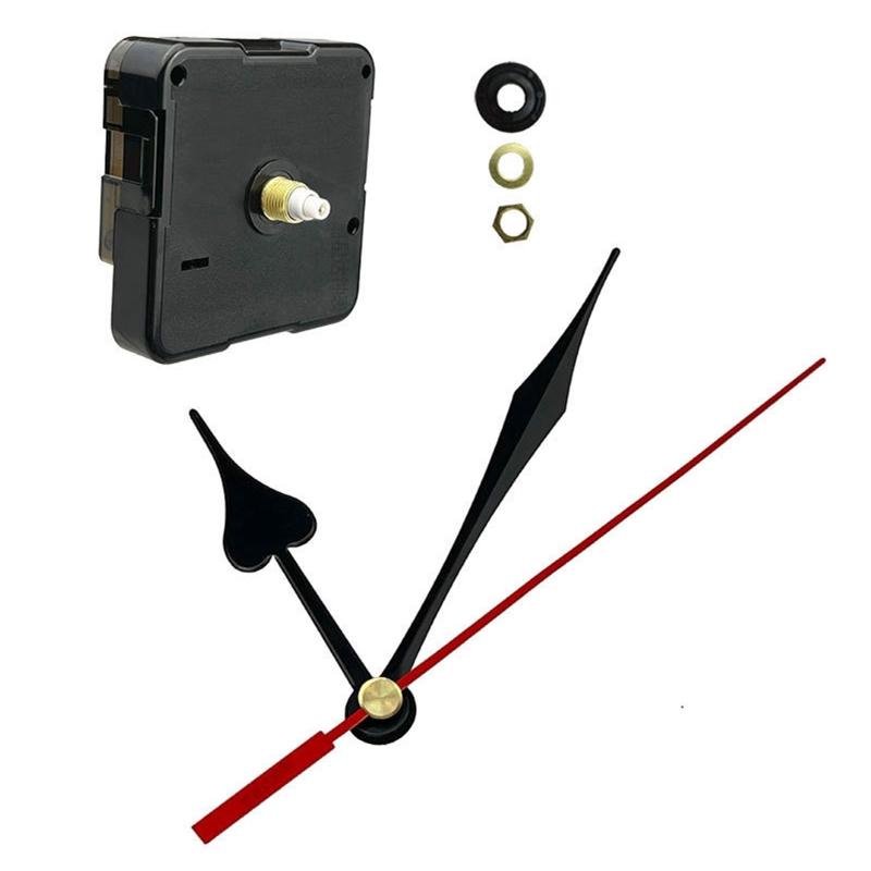 Silent Quartz- Clock Movement Long/Short Shaft Clock Mechanism Black- Silence 1