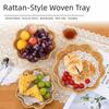 Round Base Imitation Rattan Basket Handwoven Woven Bread Plate Fruit  Serving Tray  Coffee Table