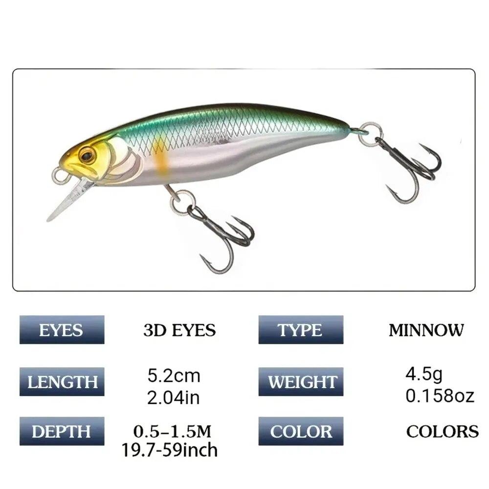 Giappone Modello Caldo Minnow Affondante Esche da Pesca 52mm Jerkbait Spigola Luccio Carkbait Wobblers Swimbait Esche Dure Professionali Accessori da Pesca Esca Spigola