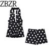 Zbzr Spring New Women Clothes Western Style Fashion Bowknot Decoration Polka Dot Neck Collar Top 3067120
