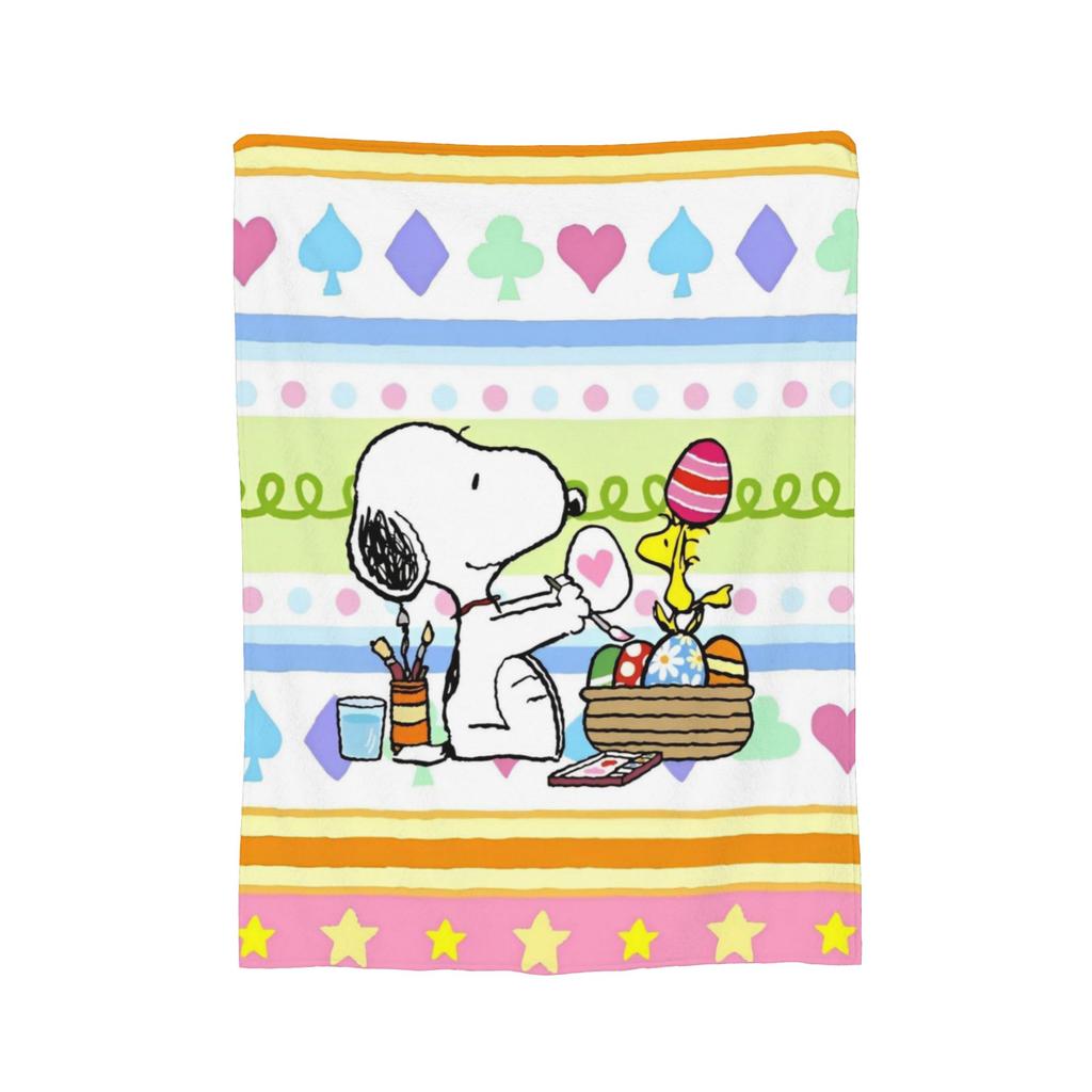 Snoopys & Woodstock Fun & Flowers Flannel Blanket Awesome Throw Blanket for Home Hotel Sofa 150*125cm Quilt,