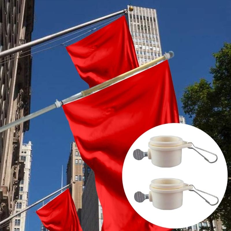 1pair Heavy Type Flag Poles Hardware Swivels Clip Weatherproofed Flag Poles Rings Prevents Twisting For Garden Decoration