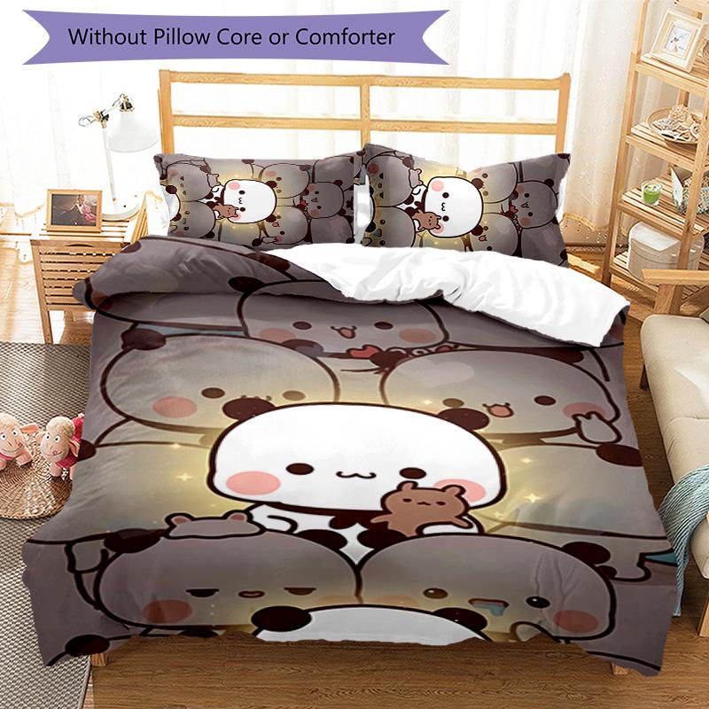 3pcs Bubu and Dudu2 Pattern Bedding Set Duvet Cover Set Includes Duvet Cover &pillowcases, Perfect All Season Bedroom Decoration & Gift