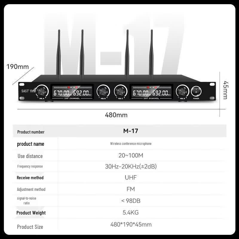 SAST Wall-Mounted Conference Audio System with Wireless Microphones (CN version)