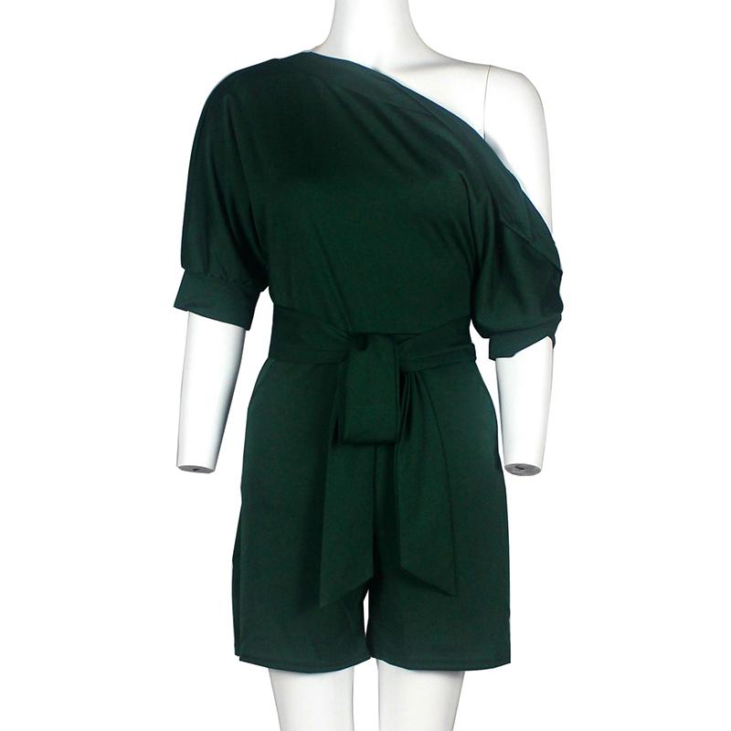 Oblique Collar Women Short Jumpsuit 