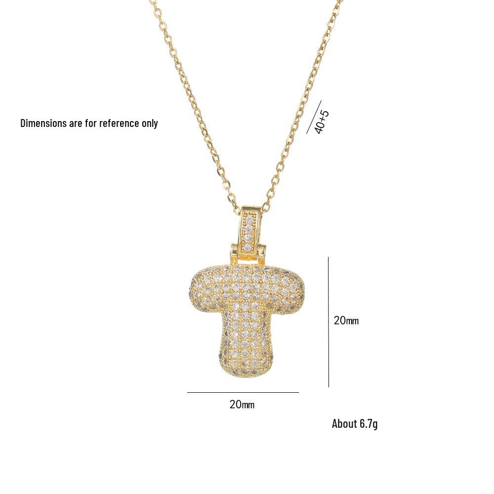 Women's European & American Style Copper Zircon Initial Necklace - Fashionable Clavicle Chain